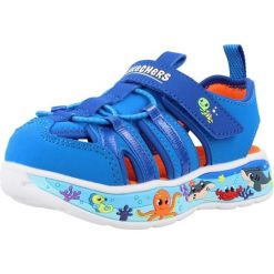 Sandały SKECHERS PLAY SCENE SPLASH Niebieski. Niebieskie sandały damskie Skechers, bez wzorów, z materiału, bez obcasa, bez zapięcia. Za 164.99 zł.