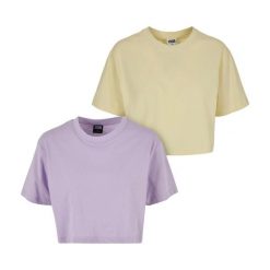 Krótka Koszulka Damska Oversize (zestaw 2 Sztuk). Czerwone koszulki damskie Urban Classics, xl, bez wzorów, bez kołnierzyka, bez ramiączek. Za 95.99 zł.