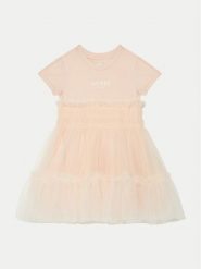 Guess Sukienka elegancka K5RK14 K6YW0 Koralowy Regular Fit. Pomarańczowe sukienki dziewczęce Guess, z aplikacjami, z bawełny, bez ramiączek. Za 199.99 zł.