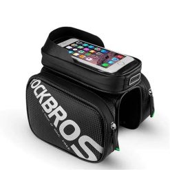 Torba rowerowa z ekranem dotykowym na smartfon. Czarne torby sportowe ROCKBROS, bez wzorów, z materiału. Za 128.00 zł.