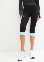 Legginsy rybaczki sportowe z kontrastowym ściągaczem. Czarne legginsy damskie bonprix, bez wzorów, z bawełny. Za 62.99 zł.