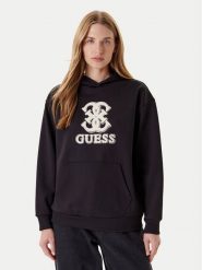 Guess Bluza V5YQ01 KCX22 Czarny Regular Fit. Czarne bluzy damskie Guess, m, z aplikacjami, z syntetyku, bez kaptura. Za 279.99 zł.