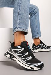 Czarno-Białe Sneakersy na Grubej Podeszwie ze Sznurowaniem i Ozdobnymi Gumowymi Elementami Tellgina. Czarne obuwie sportowe damskie Renee, z gumy, bez zapięcia. Za 89.99 zł.