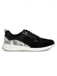 Geox Sneakersy "Dbulmya" w kolorze czarnym ze wzorem rozmiar: 36. Czarne obuwie sportowe damskie Geox, ze skóry, bez zapięcia. Za 135.49 zł.