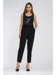 Nife Spodnie w kolorze czarnym rozmiar: 38. Czarne spodnie materiałowe damskie Nife, bez wzorów, z materiału. Za 208.95 zł.