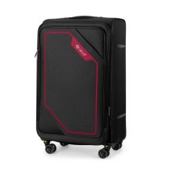 Średnia walizka miękka M 23" SOLIER SOFTFLEX 2240 czarno-czerwona. Czarne walizki bez wzorów, średnie. Za 179.00 zł.