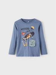 NAME IT Bluzka 13205201 Granatowy Regular Fit. Niebieskie t-shirty i koszulki chłopięce Name it, bez wzorów, z bawełny, bez kołnierzyka, bez ramiączek. Za 84.99 zł.