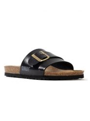 Sunbay Klapki "Ensena" w kolorze czarnym rozmiar: 42. Czarne klapki damskie Sunbay, bez wzorów, z otwartym noskiem, bez obcasa, bez zapięcia. Za 149.95 zł.