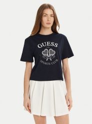 Guess T-Shirt V5GI04 I3Z14 Granatowy Regular Fit. Niebieskie t-shirty damskie Guess, xs, z aplikacjami, z bawełny, bez kołnierzyka. Za 79.99 zł.