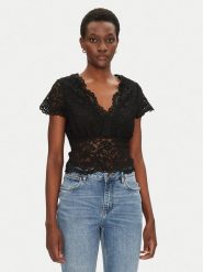 Morgan Bluzka 241-DANSA Czarny Slim Fit. Czarne bluzki damskie Morgan, s, bez wzorów, z syntetyku, bez kołnierzyka, bez ramiączek. Za 119.99 zł.