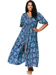 Aller Simplement Sukienka w kolorze granatowo-błękitnym rozmiar: 50/52. Niebieskie sukienki damskie Aller Simplement, bez wzorów, bez ramiączek. Za 60.99 zł.