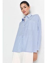 Rich & Royal Bluzka w kolorze błękitno-białym rozmiar: 42. Niebieskie bluzki damskie Rich & Royal, bez wzorów, z bawełny, bez kołnierzyka, bez ramiączek. Za 243.27 zł.