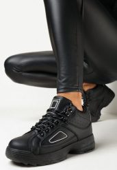 Czarne Sneakersy na Platformie Aonari. Czarne obuwie sportowe damskie Born2be, bez zapięcia. Za 54.99 zł.
