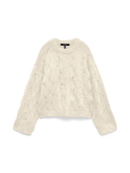 Vero Moda Sweter w kolorze kremowym rozmiar: XL. Brązowe swetry klasyczne damskie Vero Moda, xl, z wełny, bez kołnierzyka. Za 122.38 zł.