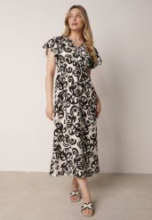 Czarna Wiskozowa Sukienka z Kopertowym Dekoltem i Gumkami w Talii Shyraya. Czarne sukienki damskie Born2be, bez wzorów, z materiału, bez ramiączek. Za 79.99 zł.