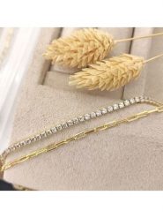 Miu Silver Pozłacana bransoletka z cyrkoniami rozmiar: onesize. Szare bransoletki damskie Miu Silver, pozłacane. Za 113.99 zł.