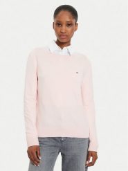 Tommy Hilfiger Sweter WW0WW40099 Różowy Regular Fit. Czerwone swetry klasyczne damskie Tommy Hilfiger, l, z bawełny, bez kołnierzyka. Za 299.99 zł.