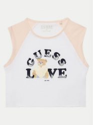 Guess Top J5GI12 K6YW4 Biały Regular Fit. Białe koszulki i t-shirty dziewczęce Guess, z aplikacjami, z bawełny, bez kołnierzyka, bez ramiączek. Za 89.99 zł.