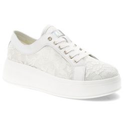 Białe Sneakersy S.Barski Eleganckie Koronkowe Obuwie Damskie. Białe obuwie sportowe damskie S.BARSKI, na lato, z jeansu, bez zapięcia. Za 189.00 zł.