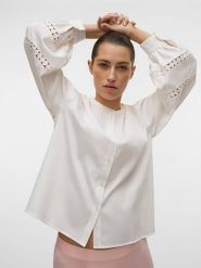 Vero Moda Bluzka w kolorze białym rozmiar: L. Białe bluzki damskie Vero Moda, l, bez wzorów, z koronki, bez kołnierzyka, bez ramiączek. Za 83.62 zł.