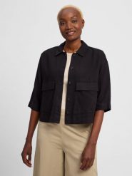 Comma casual identity kurtka pudełkowa z zawartością lnu Kobiety len czarny, 44. Czarne kurtki damskie comma casual identity, bez wzorów, ze lnu, bez kaptura. Za 329.95 zł.