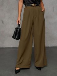 Milan Kiss Spodnie w kolorze khaki rozmiar: L. Brązowe spodnie materiałowe damskie Milan Kiss, bez wzorów, z materiału. Za 147.91 zł.
