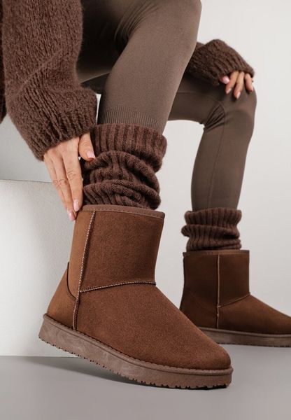 Brązowe Śniegowce z Przeszyciami po Bokach Retena. Brązowe śniegowce damskie Renee, z jeansu. Za 69.99 zł.