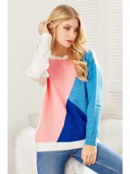 Milan Kiss Sweter w kolorze biało-niebiesko-różowym rozmiar: XL. Białe swetry klasyczne damskie Milan Kiss, xl, bez kołnierzyka. Za 184.46 zł.