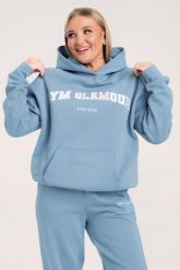 Bluza fitness damska Gym Glamour college sky. Niebieskie bluzy damskie GYM GLAMOUR, s, bez wzorów, z bawełny, z kapturem. Za 199.99 zł.