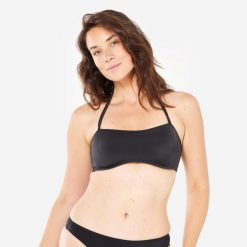 Góra kostiumu kąpielowego surfingowego damska Olaian Laura. Zielone bikini OLAIAN, bez wzorów, z elastanu. Za 59.99 zł.