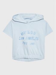 Guess Bluza J3GQ00 KA6R3 Błękitny Regular Fit. Niebieskie bluzy dziewczęce Guess, z aplikacjami, z bawełny, bez ramiączek, bez kaptura. Za 239.99 zł.