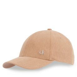Czapka z daszkiem Calvin Klein. Brązowe czapki z daszkiem damskie Calvin Klein, bez wzorów. Za 99.99 zł.