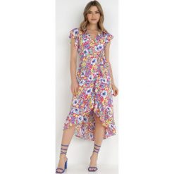 Fuksjowa Sukienka Cileda. Czerwone sukienki damskie Born2be, bez wzorów, z tkaniny, wakacyjne, bez ramiączek. Za 159.99 zł.