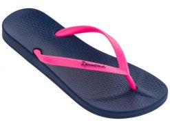 Japonki plażowe damskie Ipanema Anatomic Tan FEM. Niebieskie klapki damskie Ipanema, bez wzorów, z gumy, bez obcasa, na płaskiej podeszwie, bez zapięcia. Za 52.64 zł.