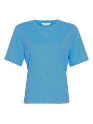 MOSS COPENHAGEN Koszulka w kolorze niebieskim rozmiar: XS/S. Niebieskie bluzki damskie Moss Copenhagen, s, bez wzorów, z bawełny, bez kołnierzyka, bez ramiączek. Za 79.03 zł.