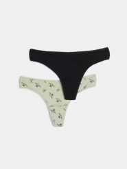 Bawełniane stringi typu tanga 2 pack - wielobarwny. Czerwone stringi Sinsay, bez wzorów, z bawełny. Za 9.99 zł.