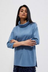 Bluza z golfem ciemnoniebieska. Niebieskie bluzy damskie MOODO, m, bez wzorów, z elastanu, bez kaptura. W wyprzedaży za 29.99 zł.