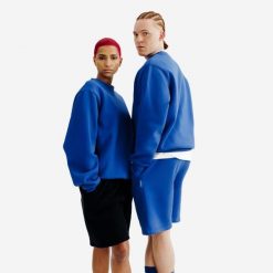 Bluza okrągły dekolt unisex Elementals. Niebieskie bluzy damskie Decathlon, l, bez wzorów, z bawełny, bez kaptura. Za 149.99 zł.