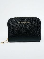 Victor & Hugo Paris Skórzany portfel "Kam" w kolorze czarnym - 15 x 10 x 3 cm rozmiar: onesize. Czarne portfele damskie Victor & Hugo Paris, bez wzorów, z materiału. Za 130.99 zł.