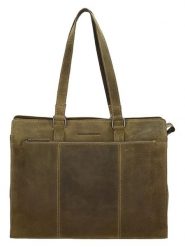 HIDE & STITCHES Skórzana torba w kolorze oliwkowym na laptopa - 40 x 32,5 x 13 cm rozmiar: onesize. Brązowe torby na laptopa HIDE & STITCHES, bez wzorów, z materiału. Za 295.99 zł.