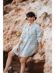 Isla Bonita by SIGRIS Sukienka w kolorze turkusowym rozmiar: XL. Niebieskie sukienki damskie Isla Bonita by SIGRIS, bez wzorów, z bawełny, bez ramiączek. Za 145.94 zł.