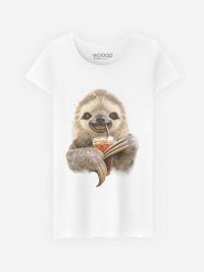 WOOOP Koszulka "Sloth And Drink" w kolorze białym rozmiar: L. Białe bluzki damskie Wooop, l, bez wzorów, z bawełny, bez kołnierzyka, bez ramiączek. Za 56.99 zł.
