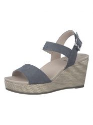 S.Oliver Sandały w kolorze niebieskim na koturnie rozmiar: 39. Niebieskie sandały damskie S.Oliver, bez wzorów, z otwartym noskiem, bez obcasa, na koturnie, bez zapięcia. Za 110.29 zł.