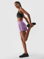 4F Spodenki do biegania szybkoschnące damskie - fioletowe XL. Fioletowe spodenki sportowe damskie 4F, l, bez wzorów, z materiału, do biegania. W wyprzedaży za 69.99 zł.