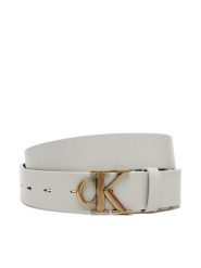 Calvin Klein Jeans Pasek Damski Monogram Placque Buckle 30Mm LV04K7002G Biały. Białe paski damskie Calvin Klein Jeans, bez wzorów, z jeansu. Za 129.99 zł.