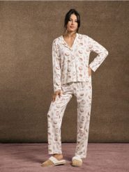 Piżama dwuczęściowa - kremowy. Białe piżamy damskie Sinsay, bez wzorów, bez ramiączek. Za 69.99 zł.