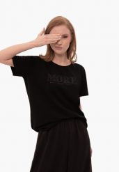 Czarny t-shirt, Comfort Fit, T-MORE. Czarne t-shirty damskie Volcano, m, bez wzorów, z bawełny, bez kołnierzyka. Za 69.99 zł.