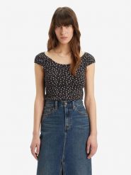 Levi's Koszulka w kolorze czarnym rozmiar: M. Czarne bluzki damskie Levi's, m, bez wzorów, z bawełny, bez kołnierzyka, bez ramiączek. Za 52.79 zł.