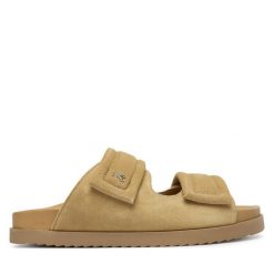 Klapki Patrizia Pepe. Brązowe klapki damskie Patrizia Pepe, bez wzorów, bez obcasa, bez zapięcia. Za 999.99 zł.