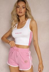 Różowe Szorty Dresowe z Bawełny High Waist z Metalową Wstawką Lumira. Czerwone szorty damskie Renee, bez wzorów, z bawełny, z podwyższonym stanem. Za 29.99 zł.